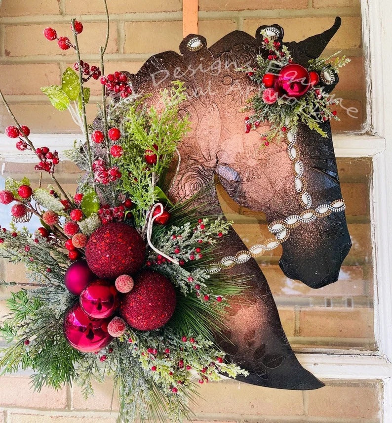 Handcrafted Horse Head Wreath with Rustic Charm